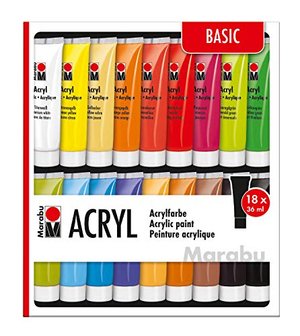 Marabu - Acrylfarben Set Basic, mit 18 x 36 ml