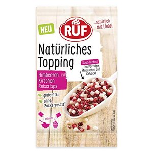 RUF Natürliches Topping mit Himbeeren, Kirschen, Reiscrisps, vegan
