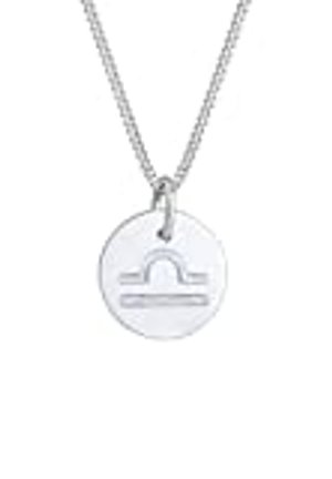 Elli Halskette Damen Sternzeichen Waage Astro Symbol Matt in 925 Sterling Silber