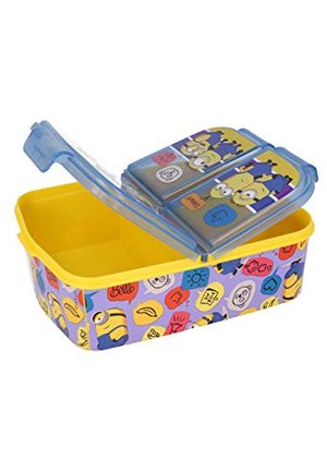 Stor S.L. Minions Kinder Premium Brotdose Lunchbox Frühstücks-Box Vesper-Dose mit 3 Fächern Blau