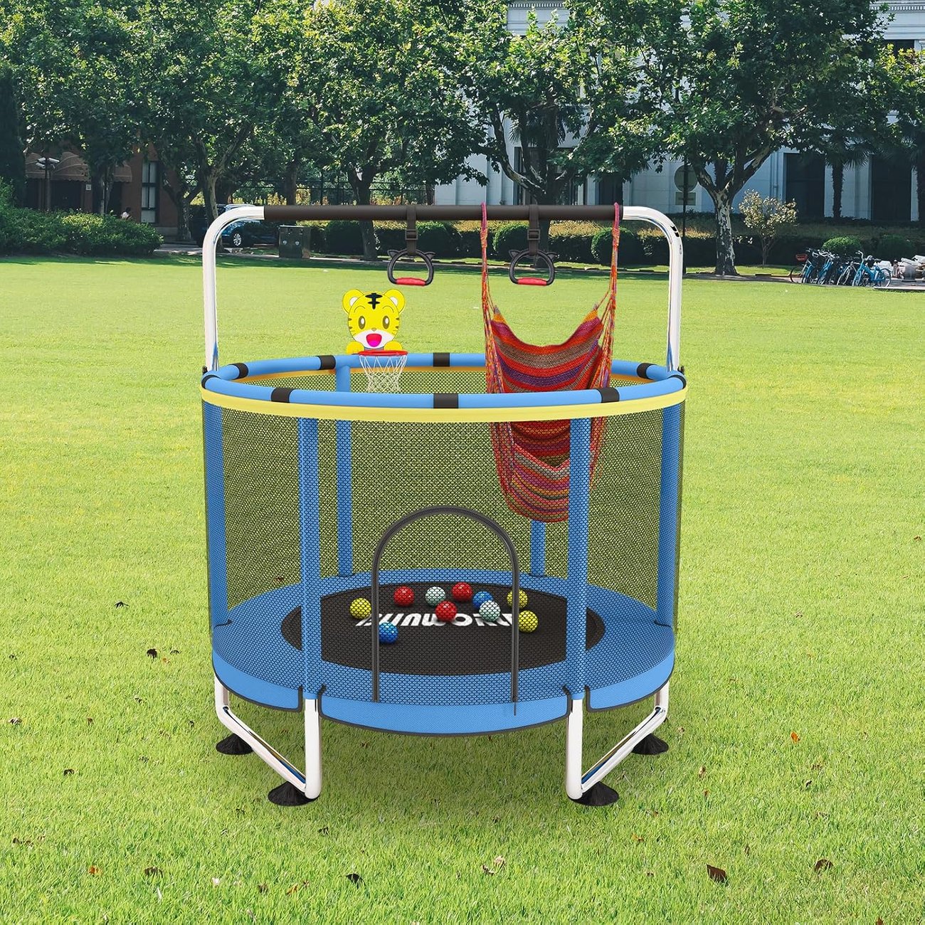 Blinworld Kindertrampolin mit Turnstange