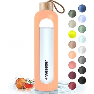 Wessper Trinkflasche aus Glas mit Silikonhülle