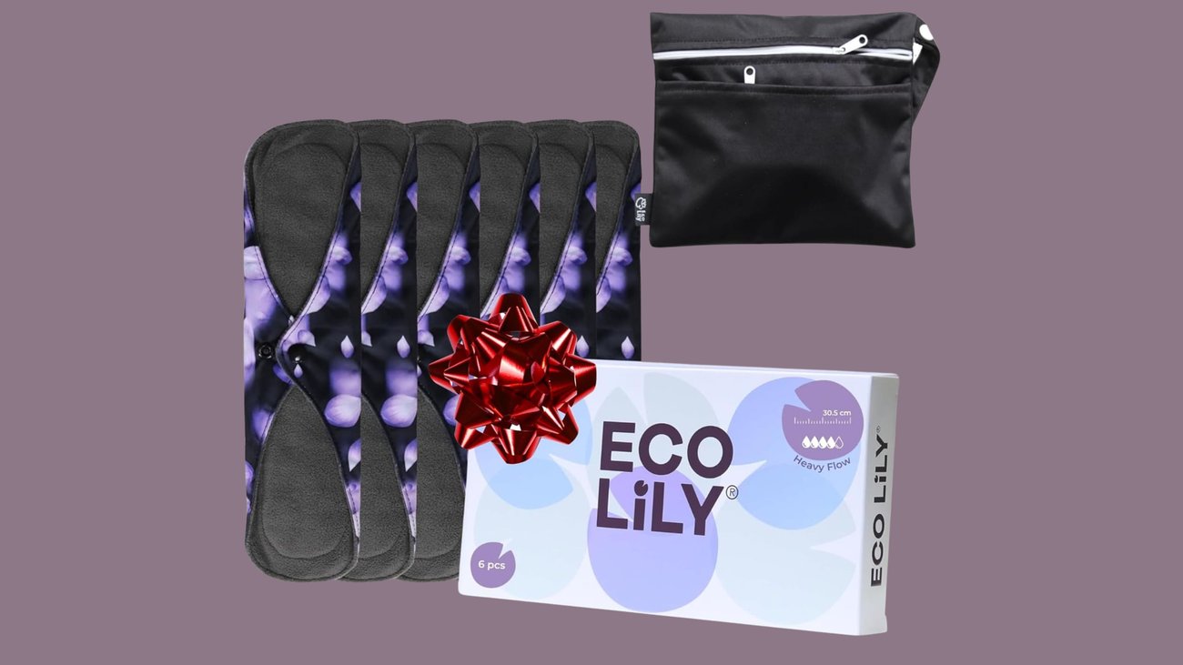 Eco Lily 6 Pack Slipeinlagen Waschbar Damenbinden mit Bambuskohle