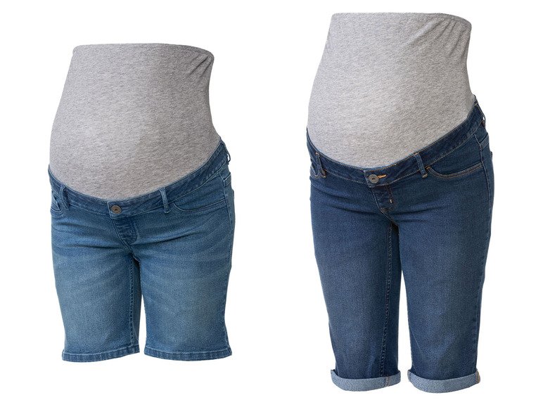 Esmara Damen Umstands-Jeansshorts, niedrige Leibhöhe mit elastischem Besatz
