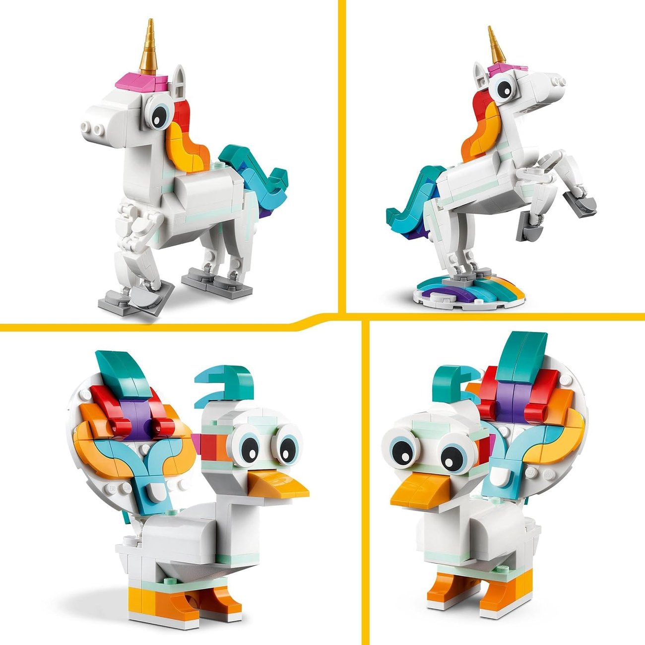 LEGO 31140 Creator 3in1 Magisches Einhorn, Seepferdchen, Pfau