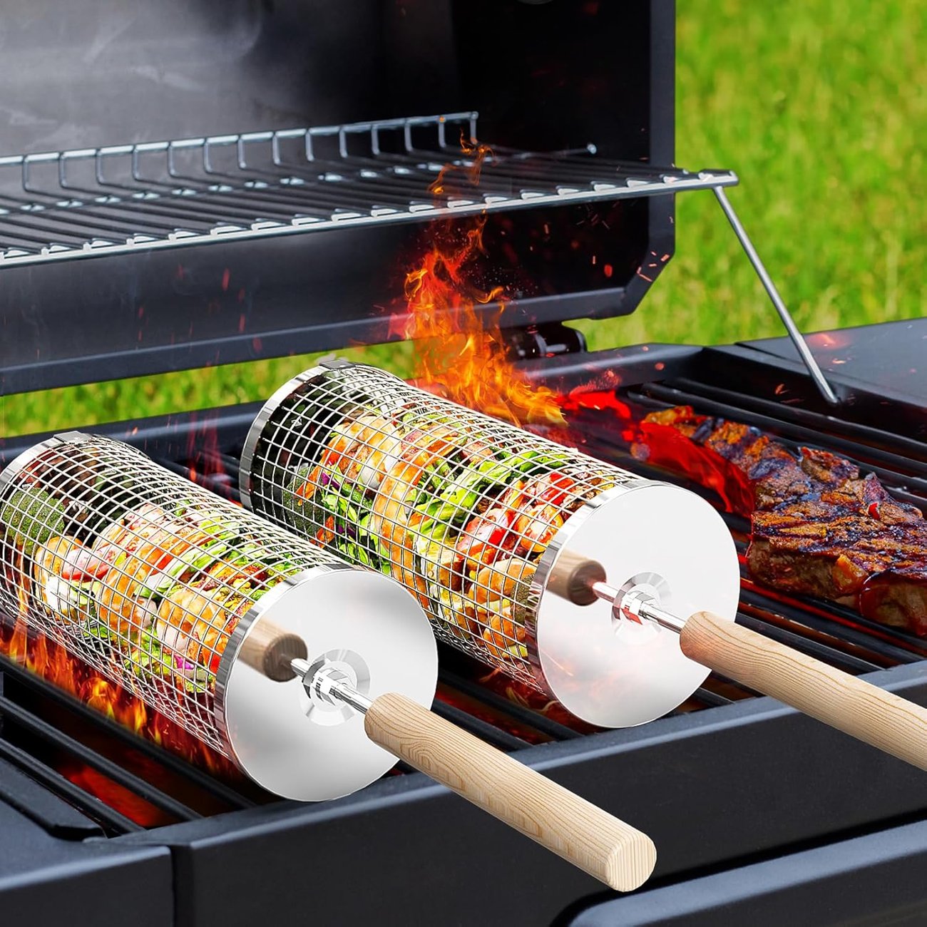 Amazon | Rollendes Grillkorb-Set