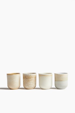 4er-Pack Becher aus Steingut