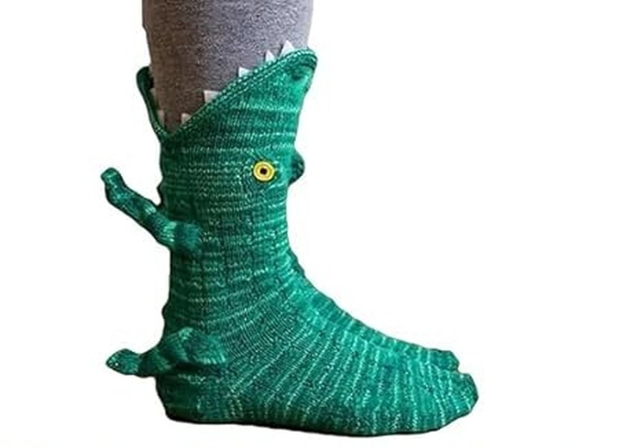 3D-Stricksocken „Krokodil"