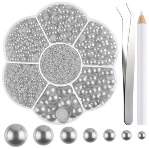 Flache silberne Studs in 7 Größen (inkl. Pinzette und Wachsgreifstift)