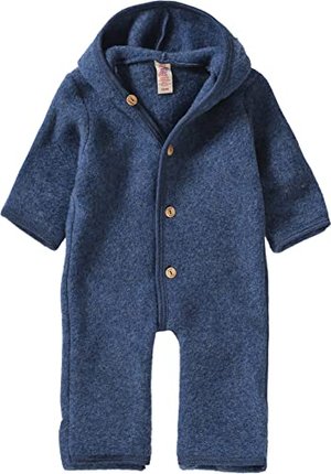 Engel-Natur Baby Overall mit Kapuze aus Bio Schurwoll-Fleece