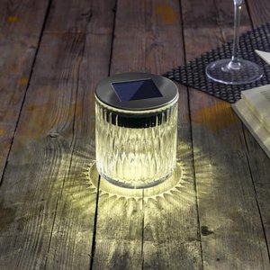 Solar Tischlaternen: 2er-Set Solar-LED-Windlicht aus Echtglas