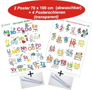 Das bunte Kinder-ABC + Meine tierischen Zahlen von 1-20 Deutsch/Englisch + Posterschienen