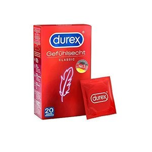 Durex Gefühlsecht Classic Kondome – Dünne Kondome mit anatomischer Easy-On-Form & mit Silikongleitge