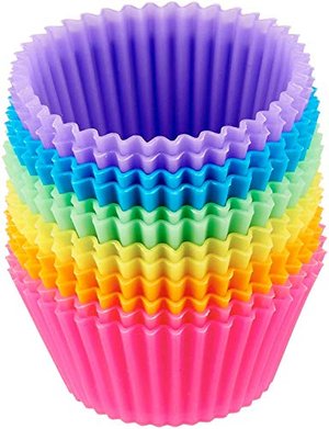 Amazon Basics - Wiederverwendbare Backförmchen aus Silikon, 12er-Pack