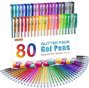 80 Stück Glitzer Gelstifte, Shuttle Art Gel Stifte Set, 40 bunte Glitzer Gelschreiber mit 40 Ersatzm