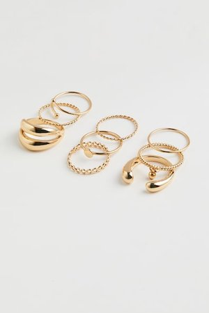 9er-Pack Ringe - Gold - H&M