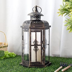 JHY DESIGN Dekorative Laternen 30cm hoch Außen-Kerzenlaternen Vintage-Metall-Kerzenhalter