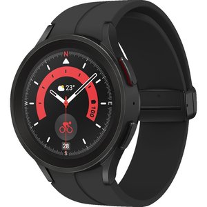 SAMSUNG Galaxy Watch5 Pro BT 45 mm Smartwatch Titan Fluorkautschuk, M/L, Black Titanium