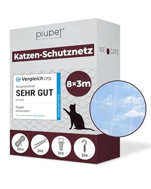 PiuPet Katzennetz durchsichtig - Balkonnetz transparent ideal für deine Katze