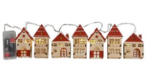 NETPROSHOP Lichterkette mit 7 Häusern aus Sperrholz