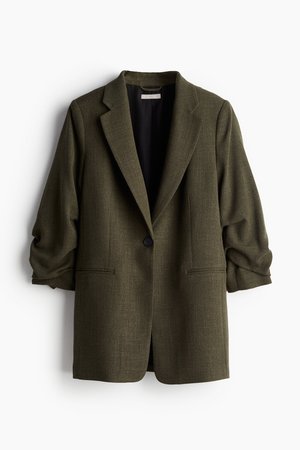 Blazer mit gerafften Ärmeln - Grün - Damen