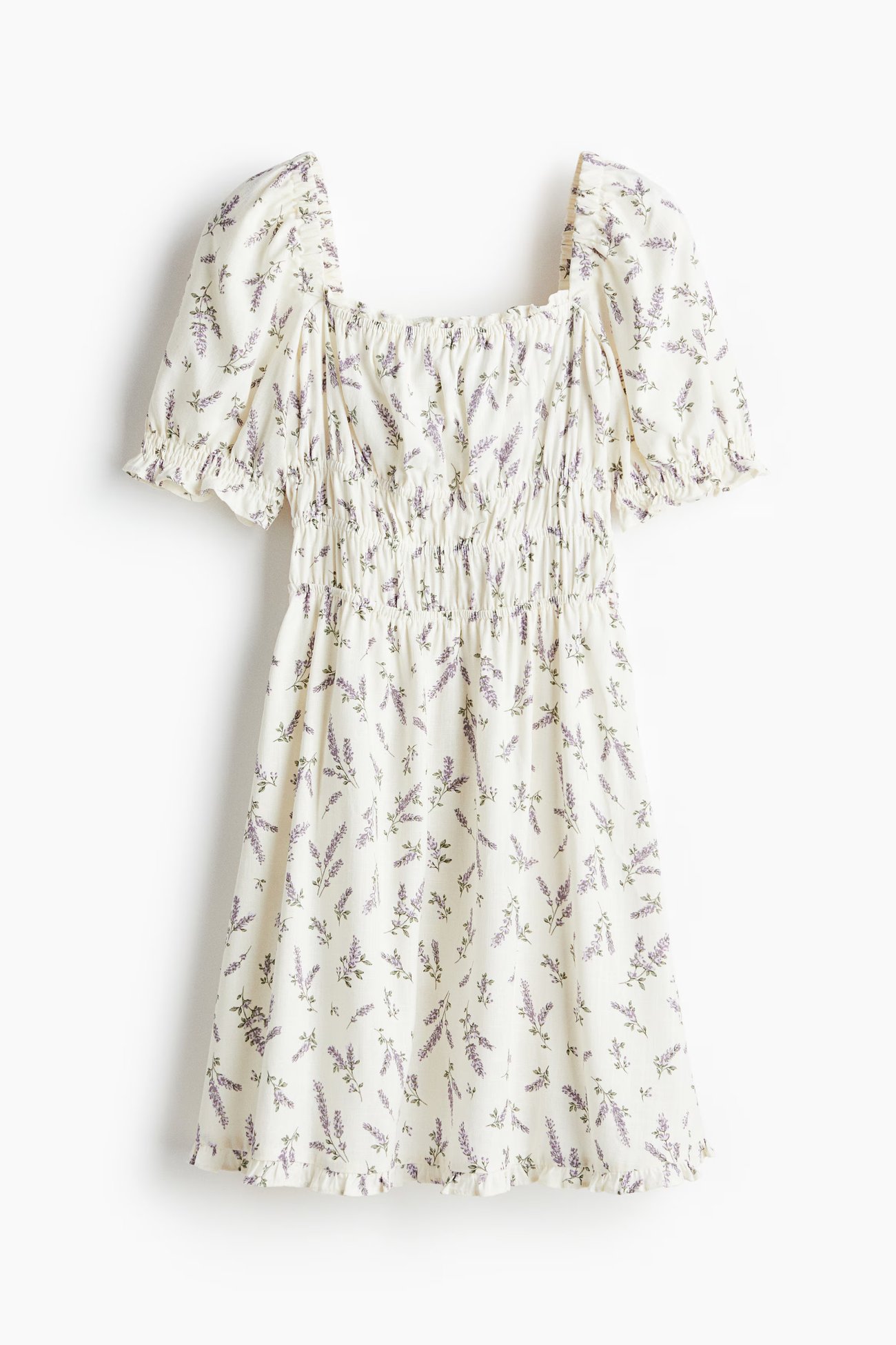 Gesmoktes Kleid - Weiß