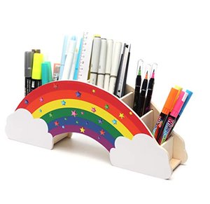 EXERZ Regenbogen Schreibtisch-Organizer, Stiftköcher mit Sternaufklebern.