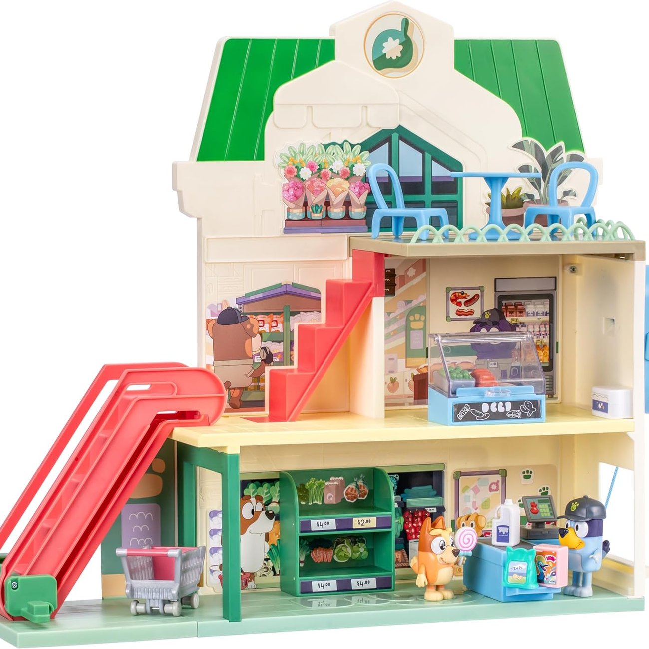 Blueys Supermarkt-Spielset, 3 Verschiedene Etagen mit Bluey- & Bingo-Figuren