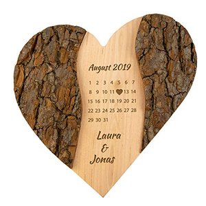 Holz-Herz mit Gravur | Wunschtext Namen und Datum