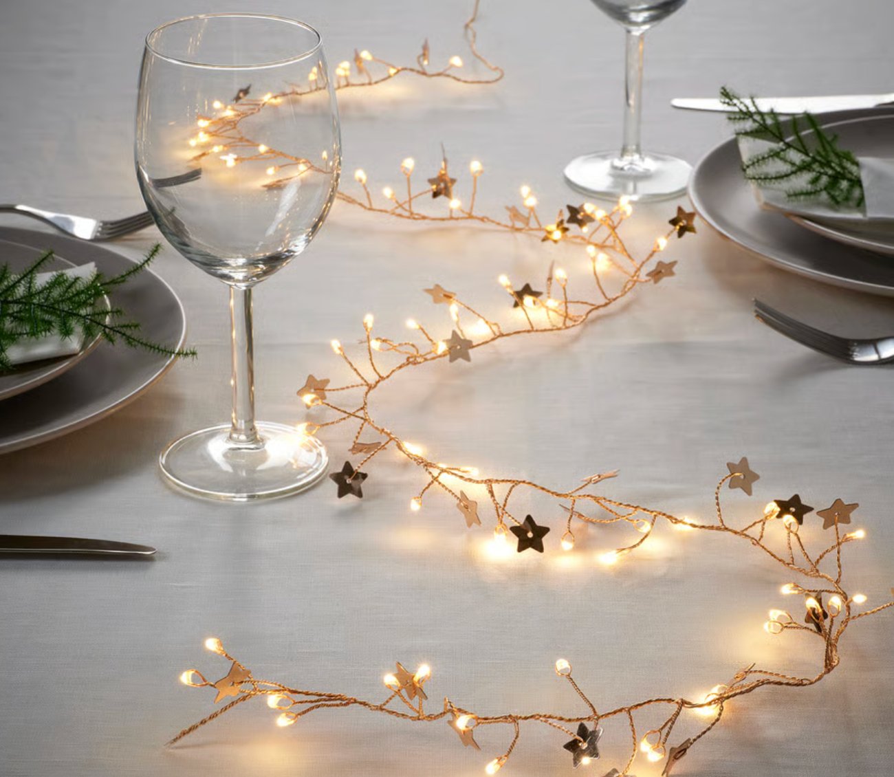 STRÅLA Lichterkette (80), LED - batteriebetrieben mini/Stern goldfarben