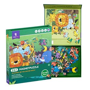 MierEdu – 2 in 1 Magnetpuzzle – Dschungel bei Tag und Nacht