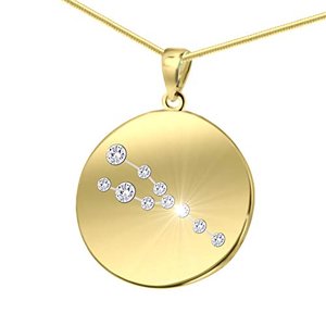 Damen massive Halskette vergoldet Swarovski Sternzeichen-Anhänger