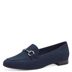 MARCO TOZZI Damen Loafer ohne Absatz Vegan mit Schnalle, Blau (Navy), 36 EU