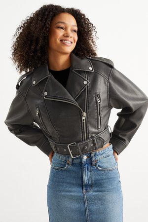 CLOCKHOUSE - Crop Bikerjacke - Lederimitat