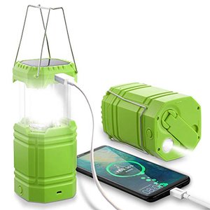 LED-Campinglampe mit Solar, Kurbel und Akku