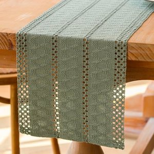 Jayusaror Tischläufer Salbeigrün Boho Makramee