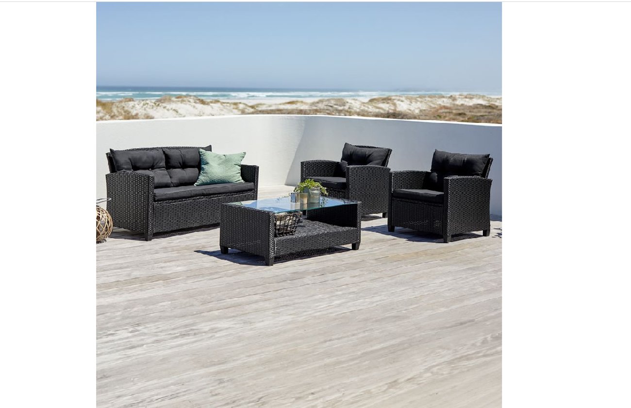 Lounge-Set MORA für 4 Personen, schwarz