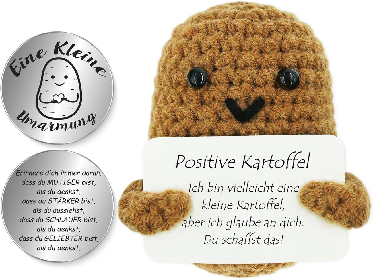 Tixlux Pocket Hug Positive Kartoffel, Kreative Strickwolle Kartoffel Puppe und Kleine Umarmung Glück