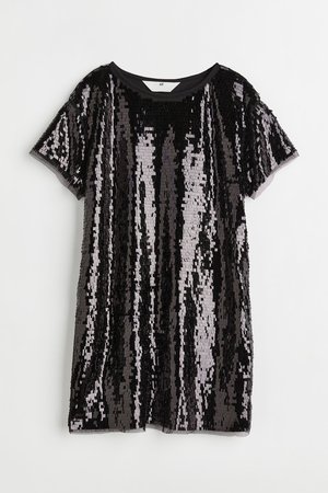 Shimmering T-shirt Dress in Schwarz