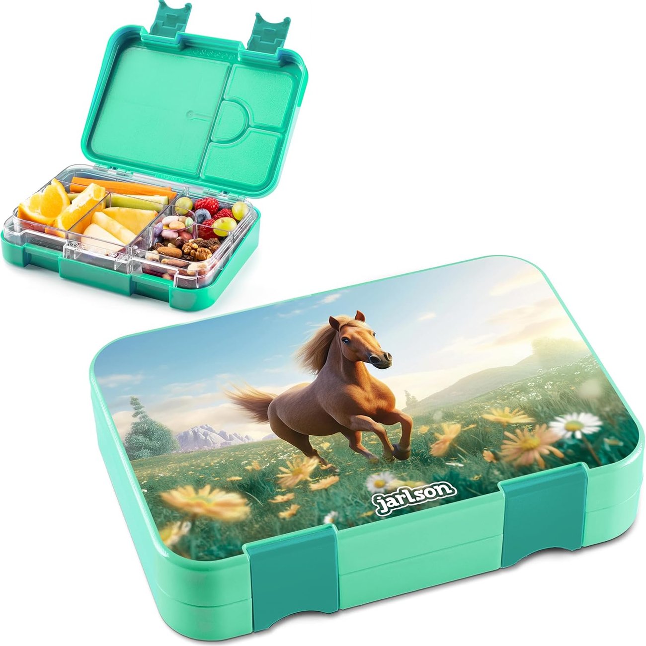 Jarlson Brotdose Kinder mit Fächern - TONI Lunchbox - Bento Box auslaufsicher – Jausenbox für Kinder