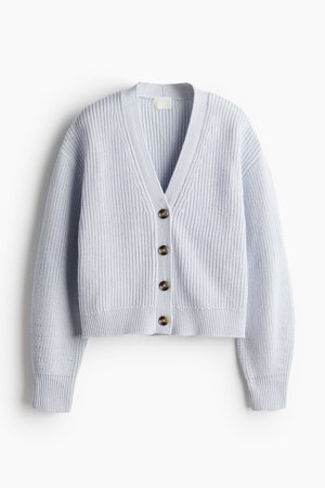 Gerippter Cardigan - Hellblau