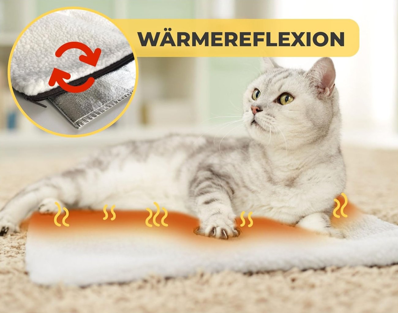 PiuPet Selbstheizende Katzendecke I 60x45cm