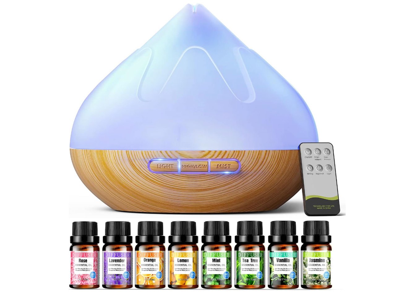 Aroma Diffusor Set, 8x10ml Ätherische Öle