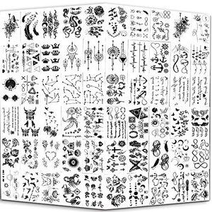 Yazhiji Tiny Waterproof Temporäre Tattoos - 60 Blätter, Mondsterne Konstellationen Musikkompass Anke