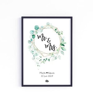 Mr. & Mrs. Poster Hochzeit personalisiert