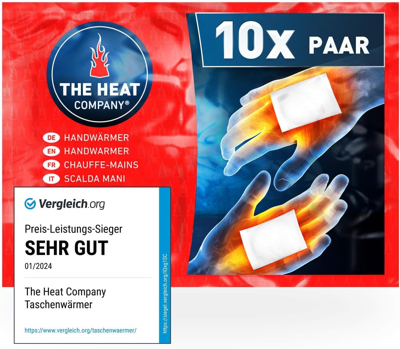 The Heat Company Handwärmer - 10 Paar - EXTRA WARM - Taschenwärmer Wärmepads - Fingerwärmer: 12 Stun