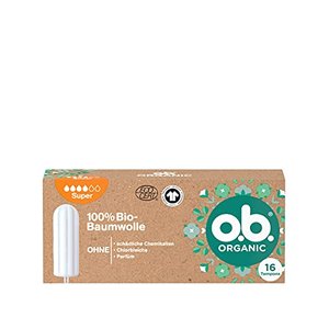 o.b. Organic Super, Bio Tampons für starke Tage aus 100 Prozent Bio Baumwolle