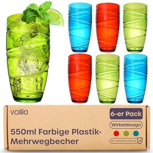 volila Arylic Plastikbecher mit 550 ml, 6er-Pack