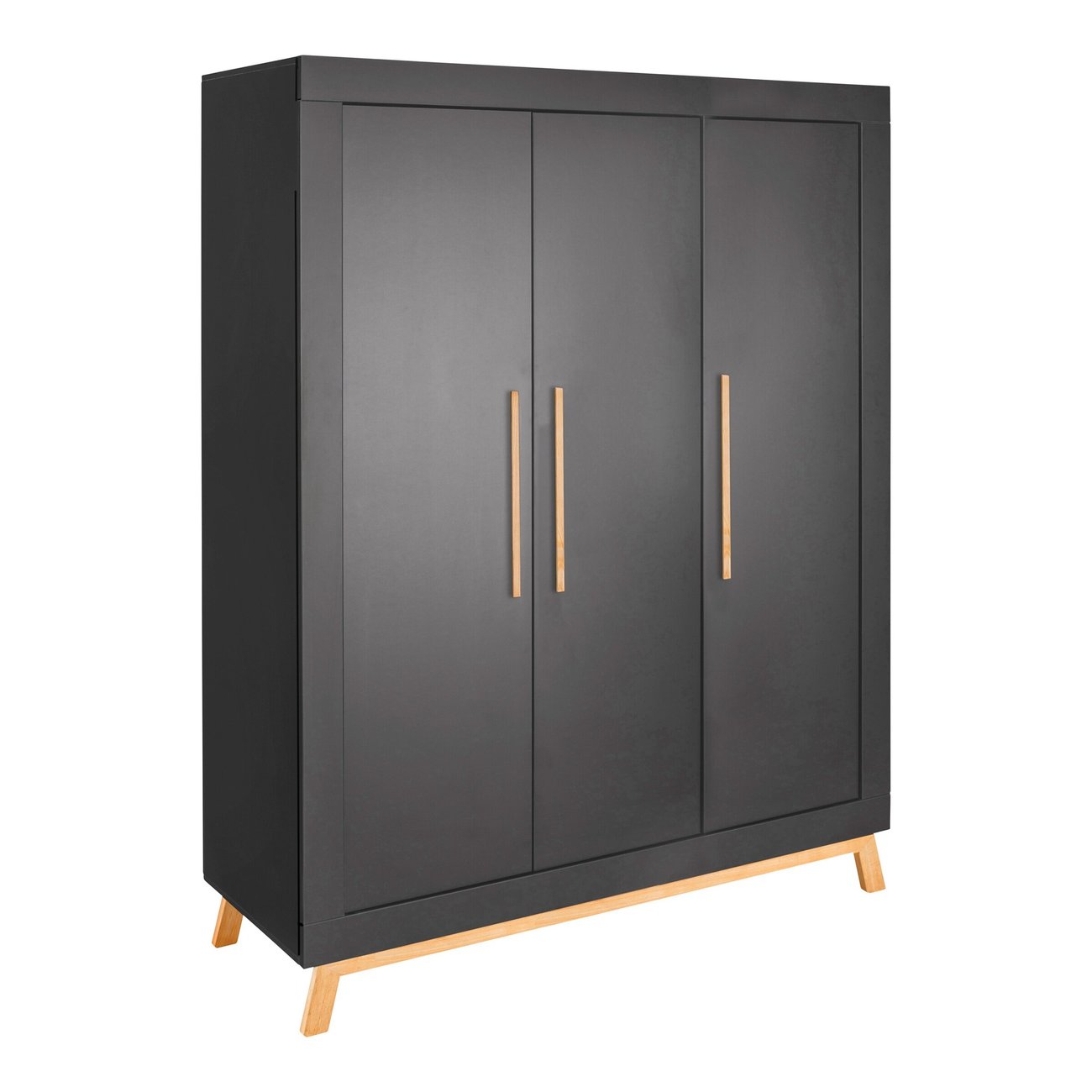 Kleiderschrank Miami Black/Natur 3-türig