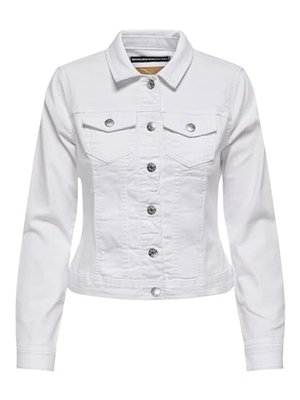 ONLY Damen Jeansjacke ONLWonder Life Übergangsjacke mit Knopfleiste 15243147 White S